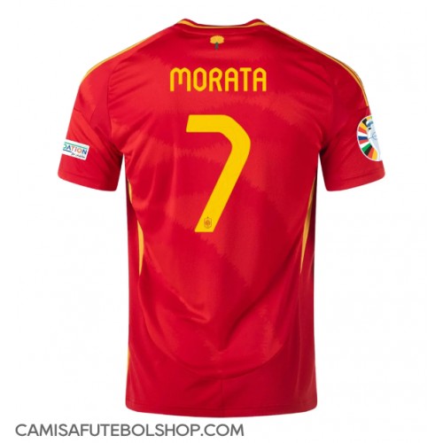 Camisa de time de futebol Espanha Alvaro Morata #7 Replicas 1º Equipamento Europeu 2024 Manga Curta